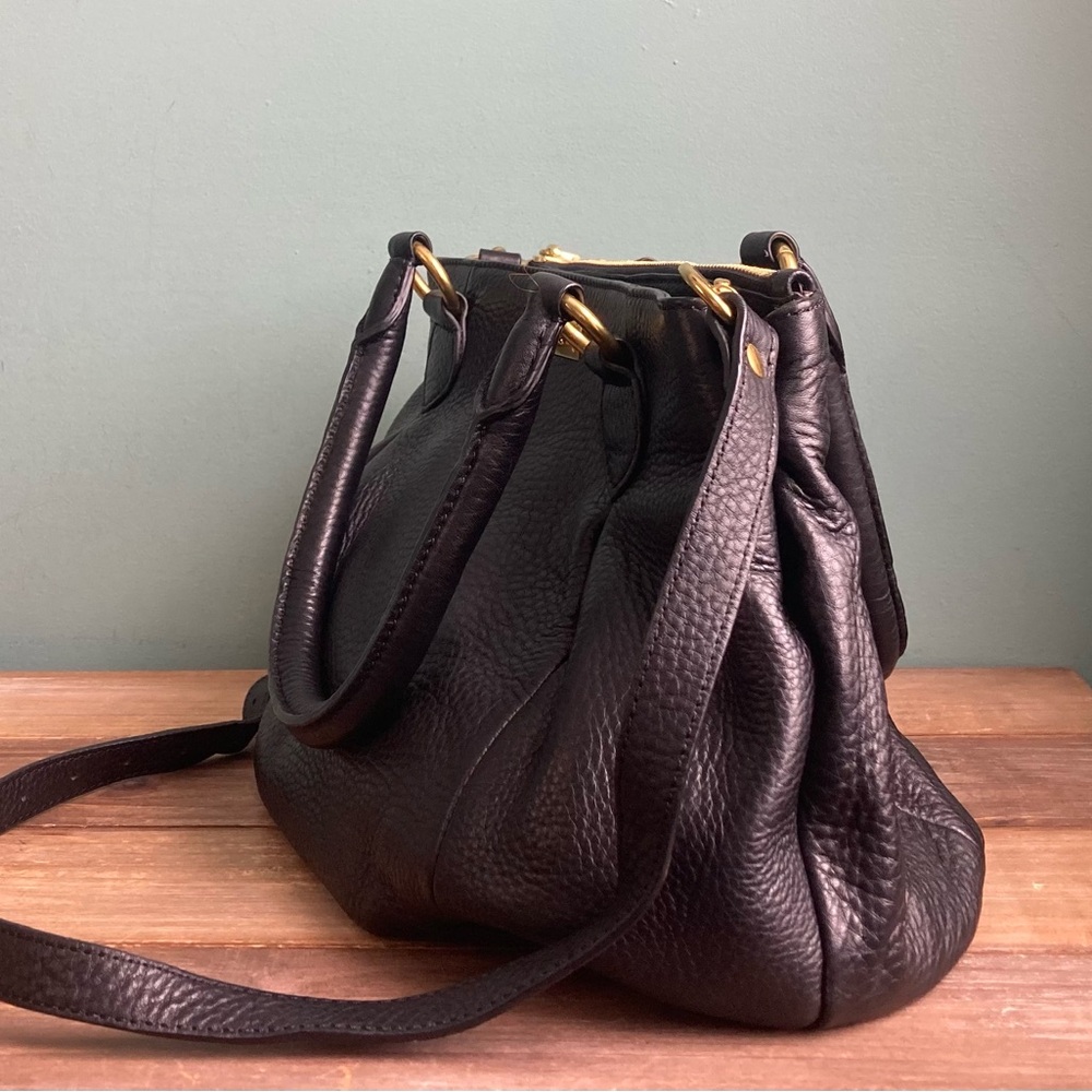 J. Crew Black Leather Turn Lock Satchel Bag - Picture 6 of 12